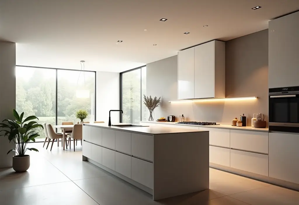 Cozinha planejada moderna com ilha central