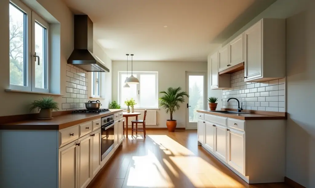 Projetos de Cozinha: O Erro Que Você Não Pode Cometer Cozinha renovada com erros de planejamento e orçamento, causando frustração.