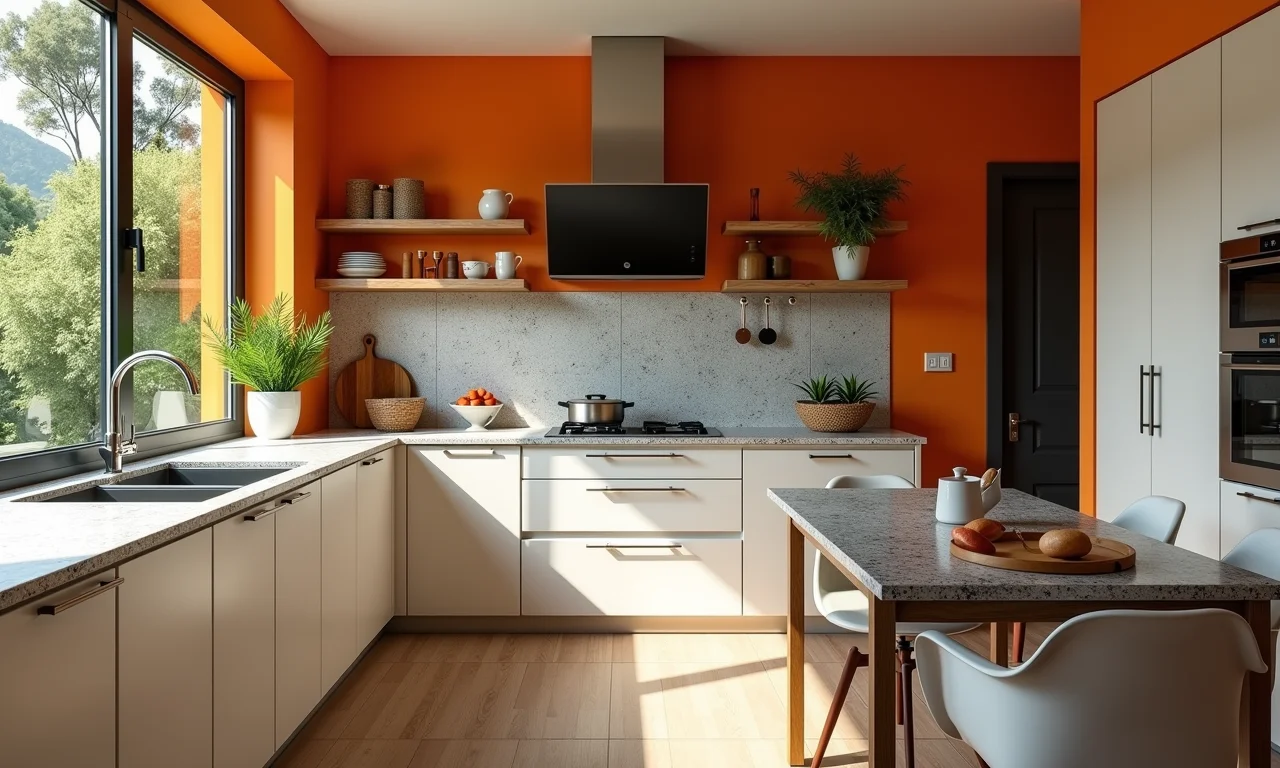 Cozinha valorizada com bancada de granito e design moderno.