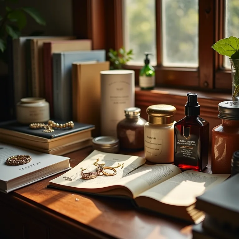 Criado-mudo desorganizado com excesso de objetos em quarto rústico