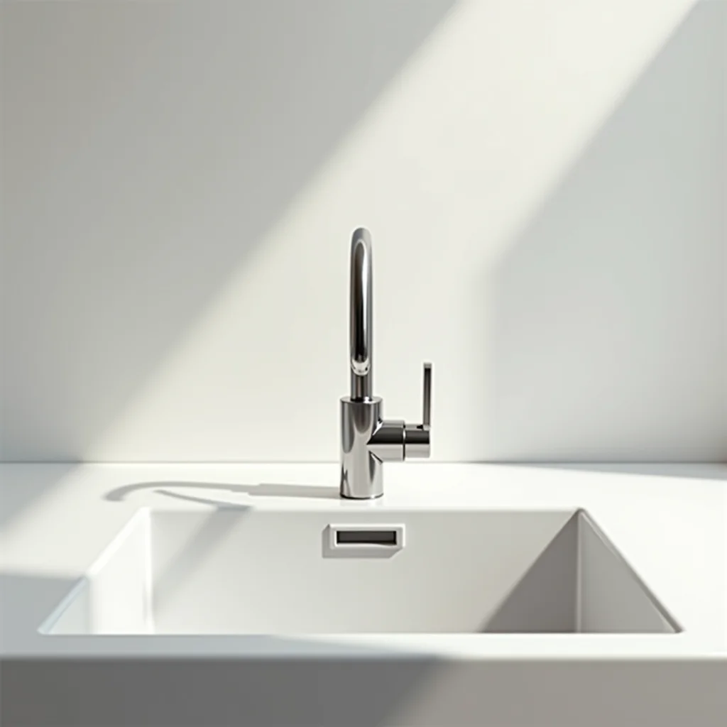 Cuba de fazenda branca com torneira moderna e elegante.