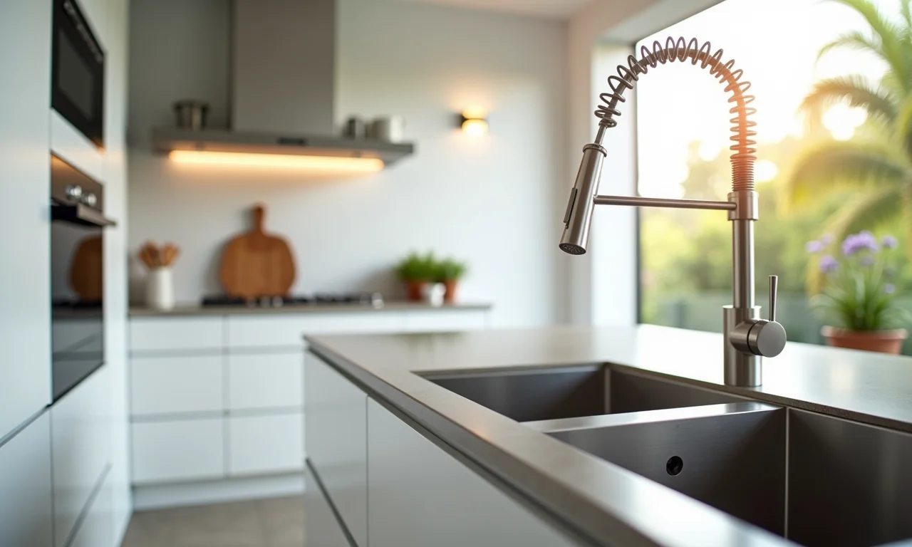 Cuba de inox Franke em uma cozinha minimalista.