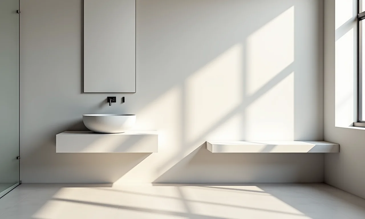 Cuba suspensa moderna em banheiro minimalista.