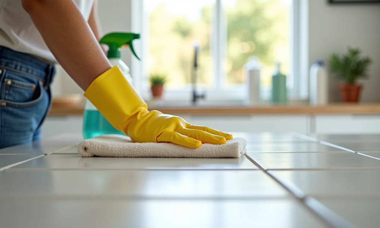 Cuidados e limpeza das pastilhas adesivas na cozinha.