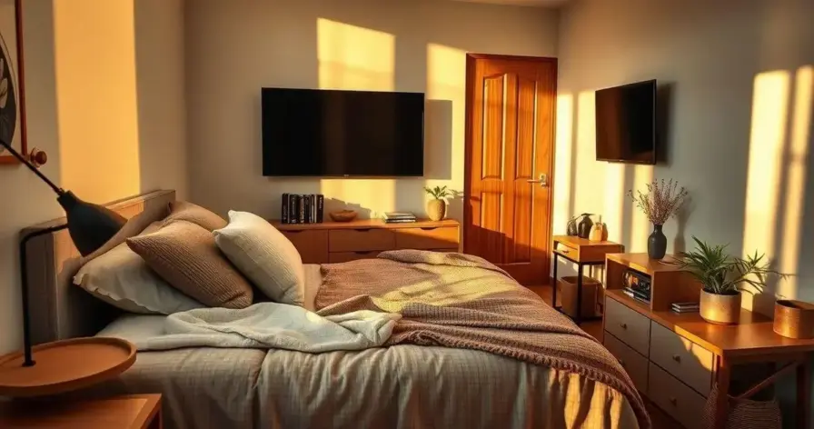 Quarto Pequeno de Casal com TV: 7 Soluções Práticas
