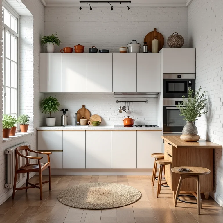 Decoração desalinhada com tijolinho branco