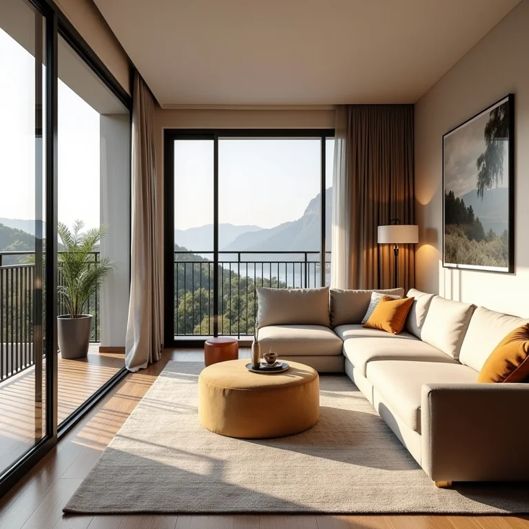 Decoração integrada e harmoniosa entre varanda e sala