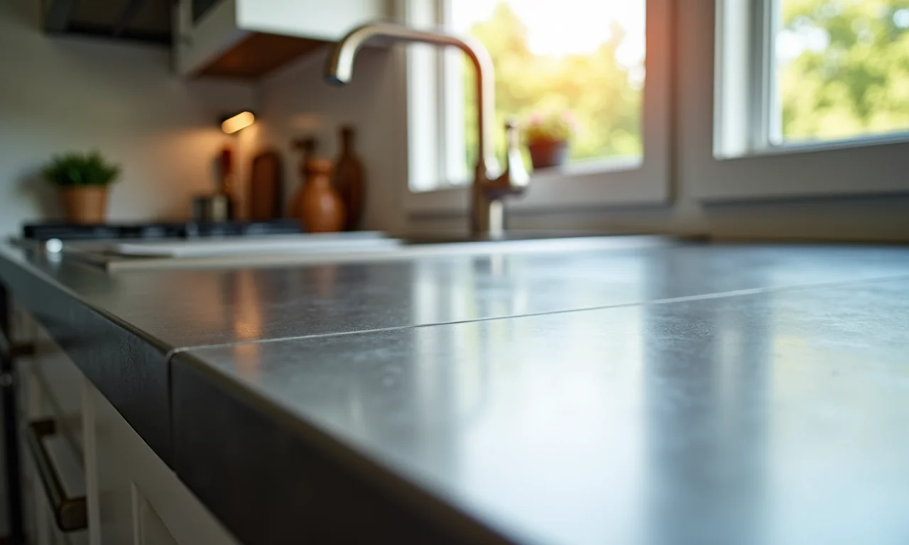 Detalhe da bancada de inox resistente em cozinha brasileira.