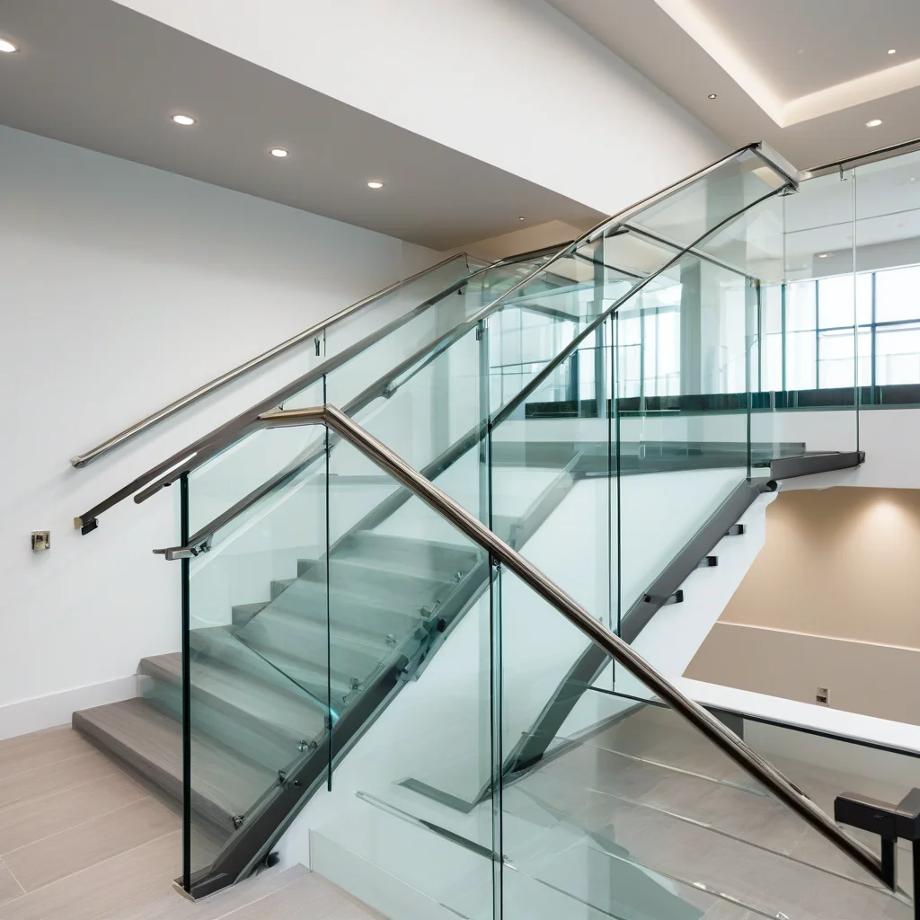 Detalhe da fixação segura de um guarda-corpo de vidro.