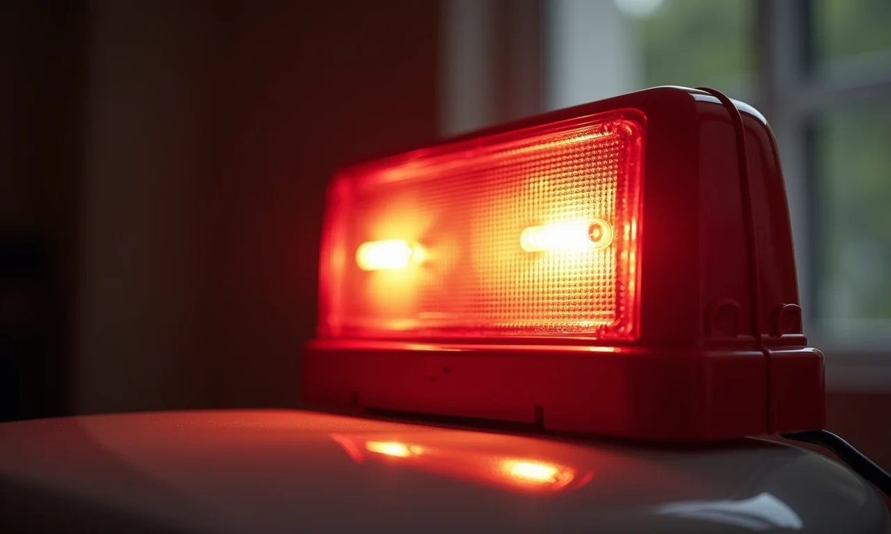 Detalhe da lâmpada LED de luz de emergência.