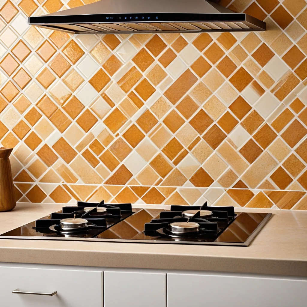 Detalhe de azulejos pintados na cozinha