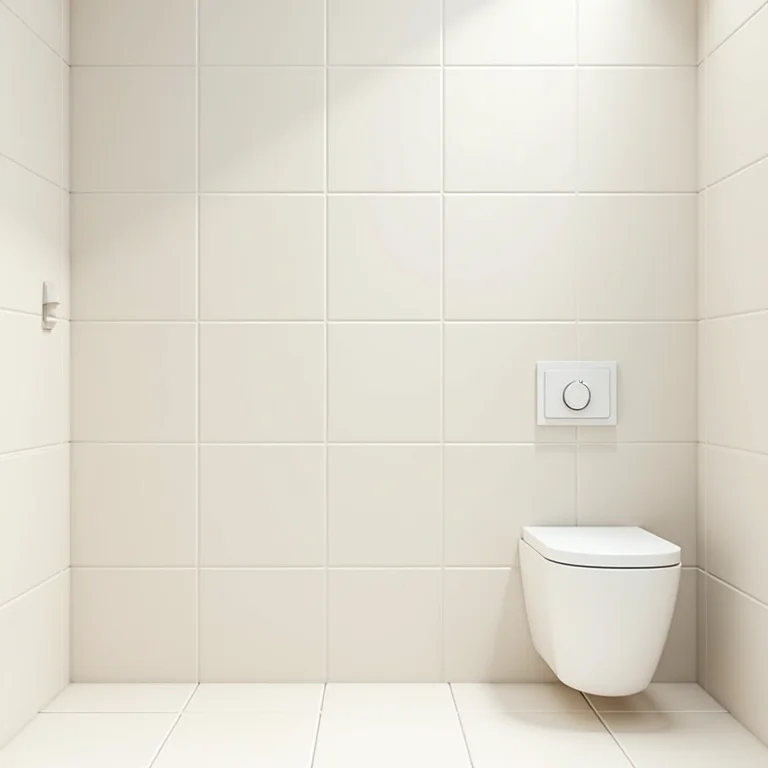 Detalhe de banheiro pequeno com pastilhas claras ampliando o espaço.