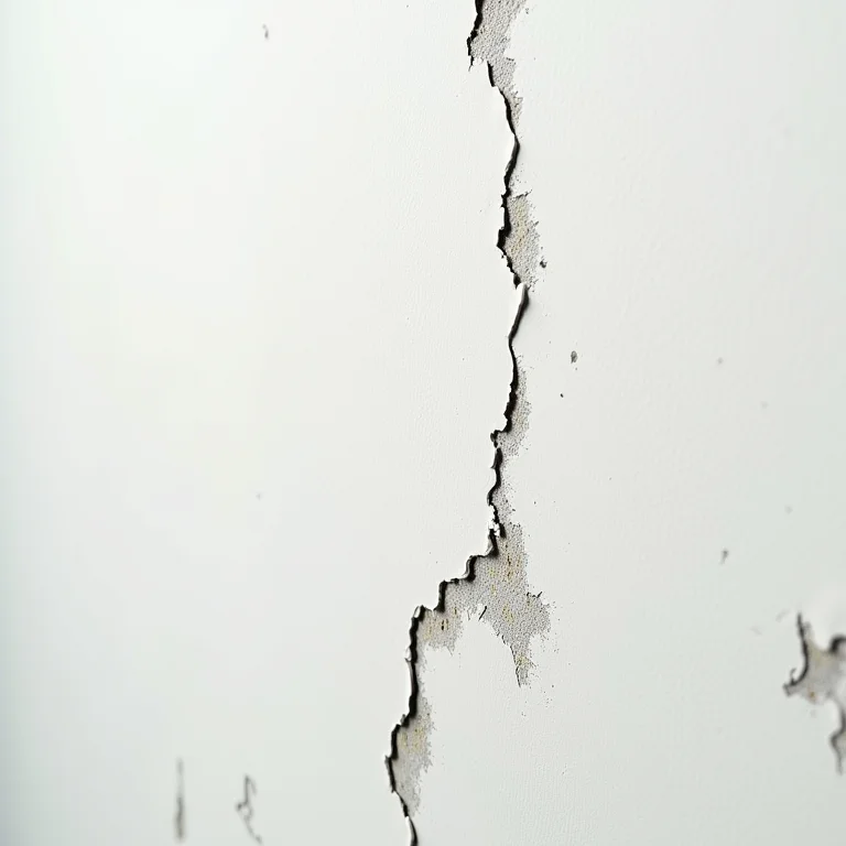 Detalhe de drywall danificado pela umidade.