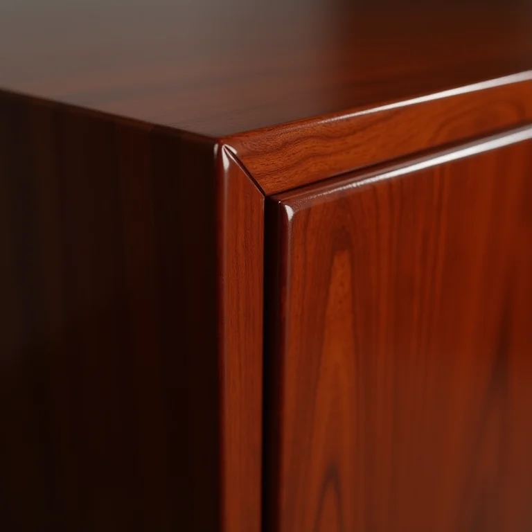 Detalhe de móvel com acabamento em laca nitrocelulose