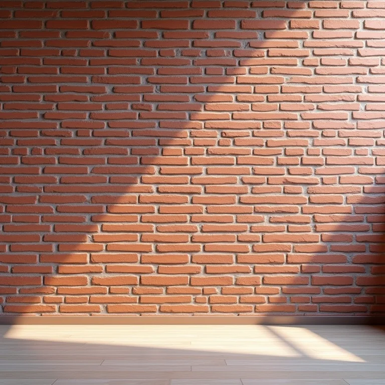 Detalhe de papel de parede de tijolinho com cor inadequada.