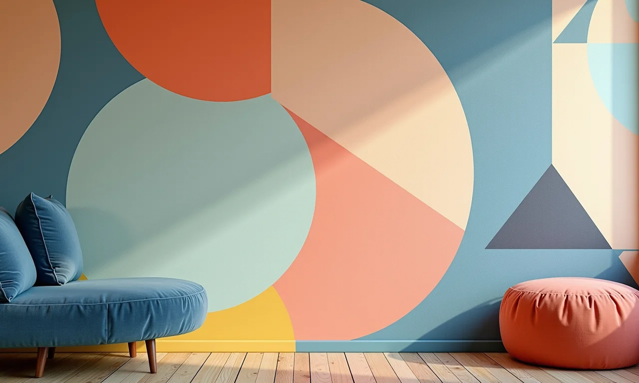 Detalhe de papel de parede geométrico adicionando personalidade e estilo.
