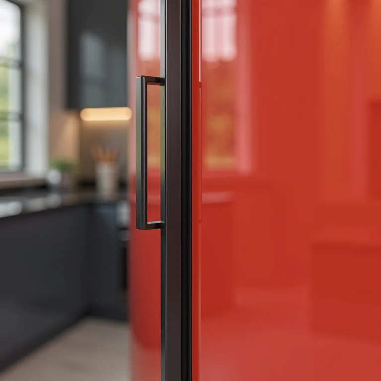 Detalhe de porta de armário com acabamento em laca acrílica