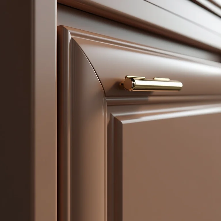 Detalhe de porta de armário com acabamento em laca.