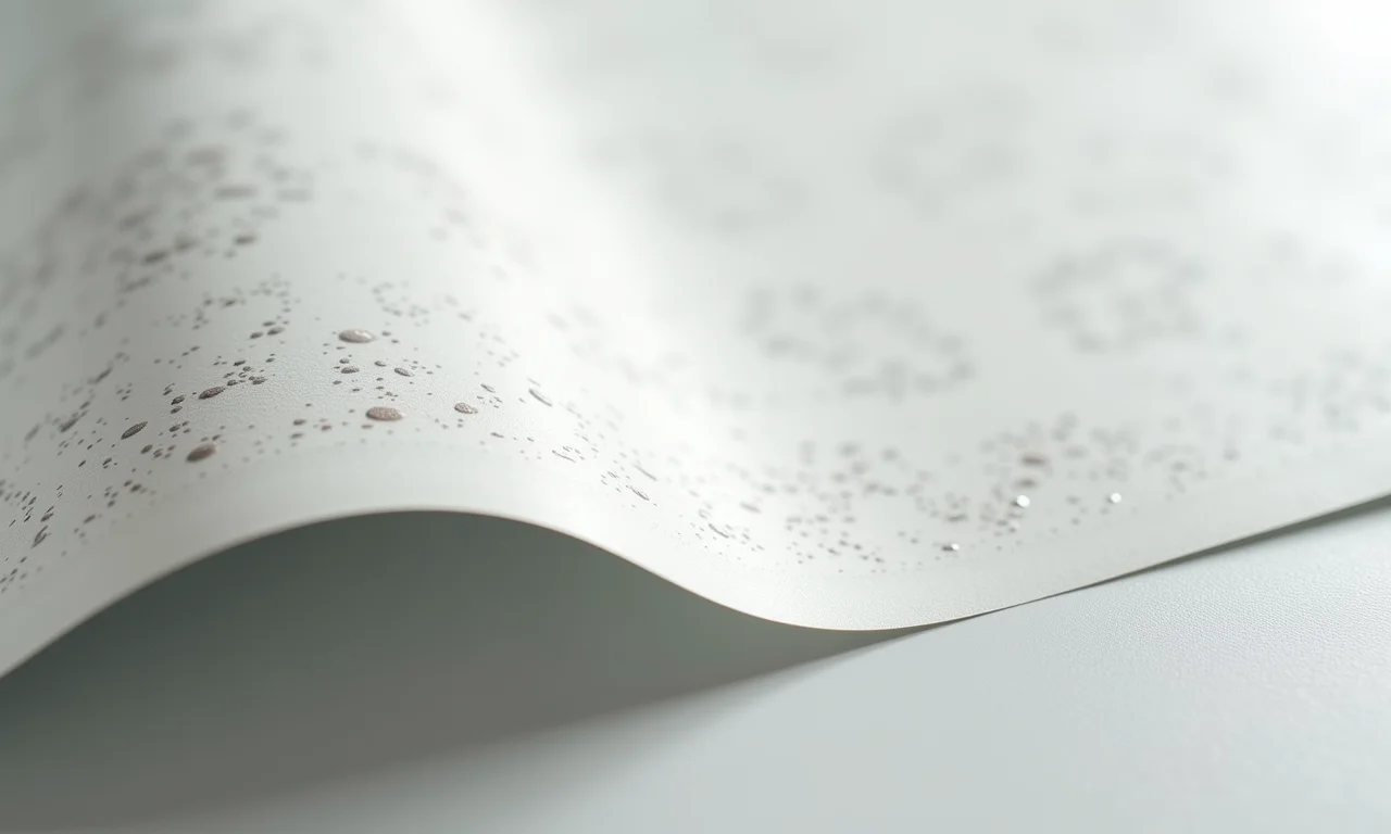 Detalhe de um papel de parede vinílico em um lavabo, mostrando sua textura e resistência.