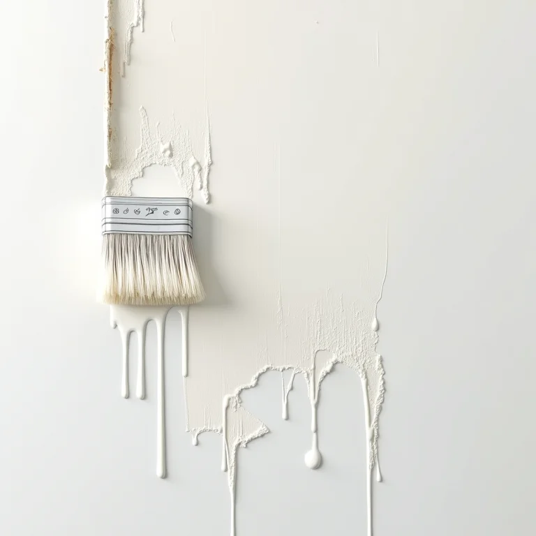 Detalhe de uma parede pintada com pincel mostrando marcas e imperfeições.