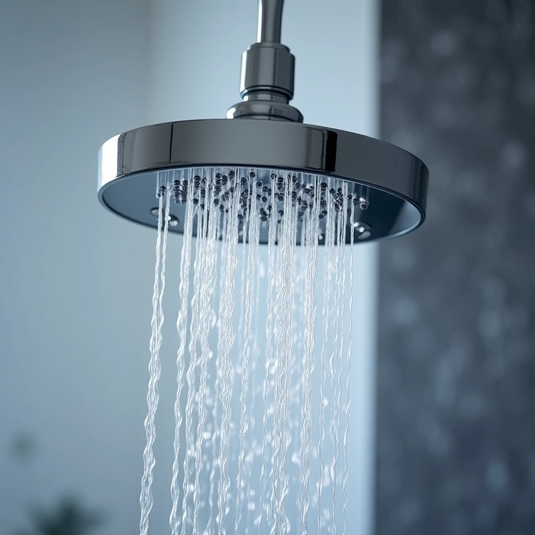 Detalhe do chuveiro elétrico moderno com foco nos ajustes de temperatura.