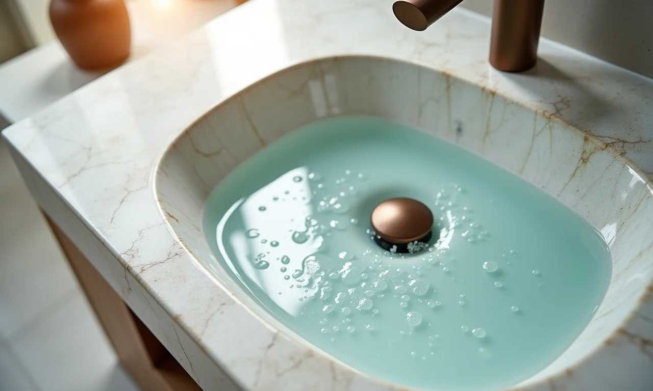 Detalhes de diferentes materiais de cubas para banheiro.