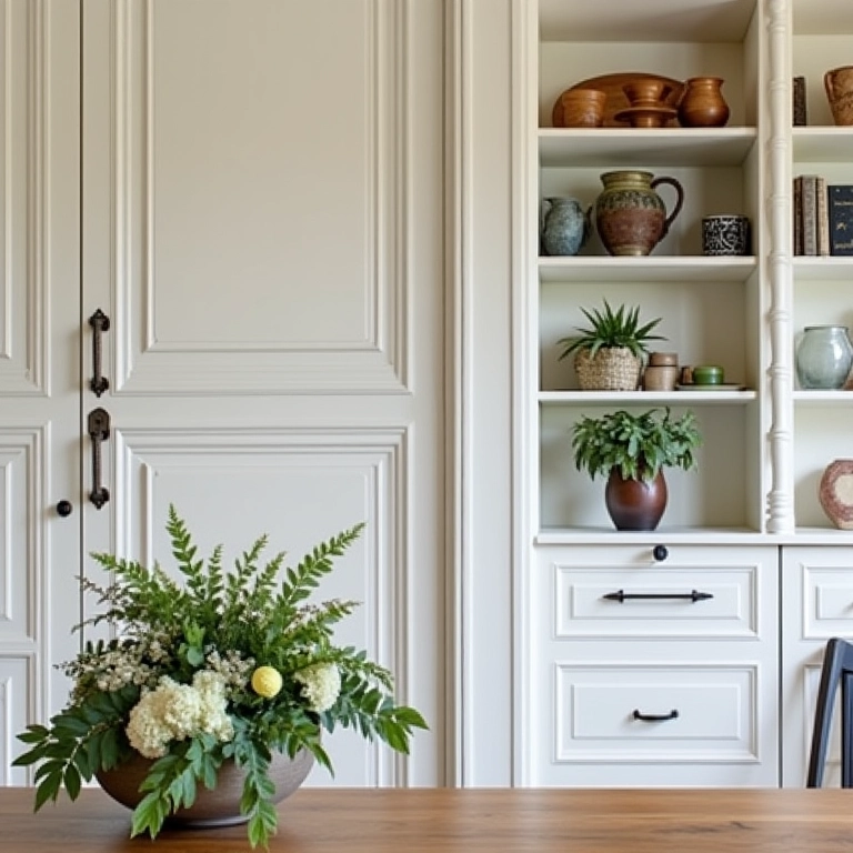 Detalhes provençais: ferragens vintage, molduras e cerâmicas.