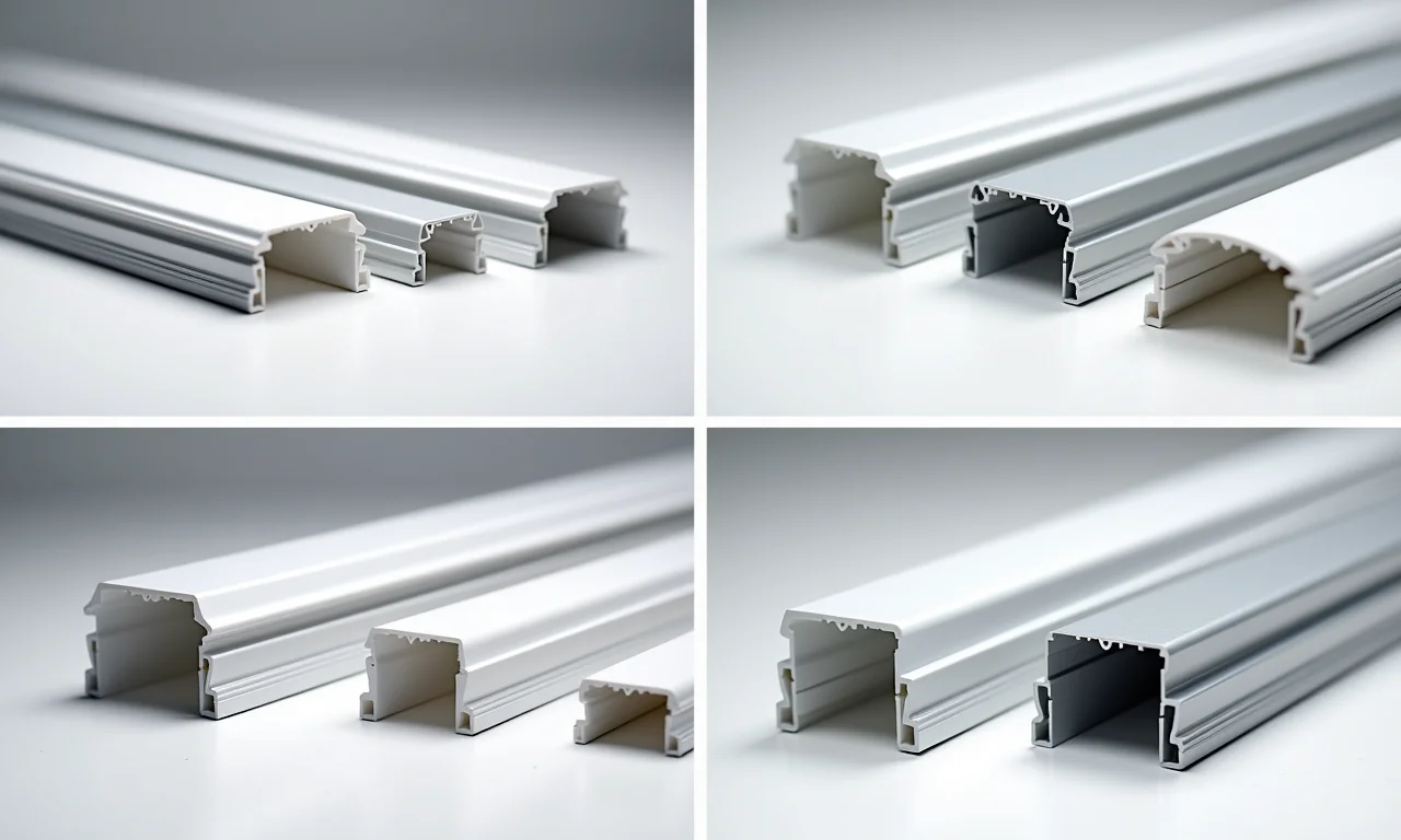 Diferentes tipos de perfis de LED para projetos de iluminação.