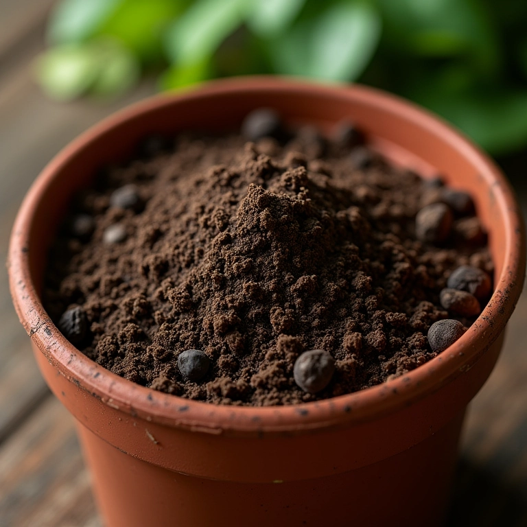 Diferentes tipos de terra em vasos de plantas.