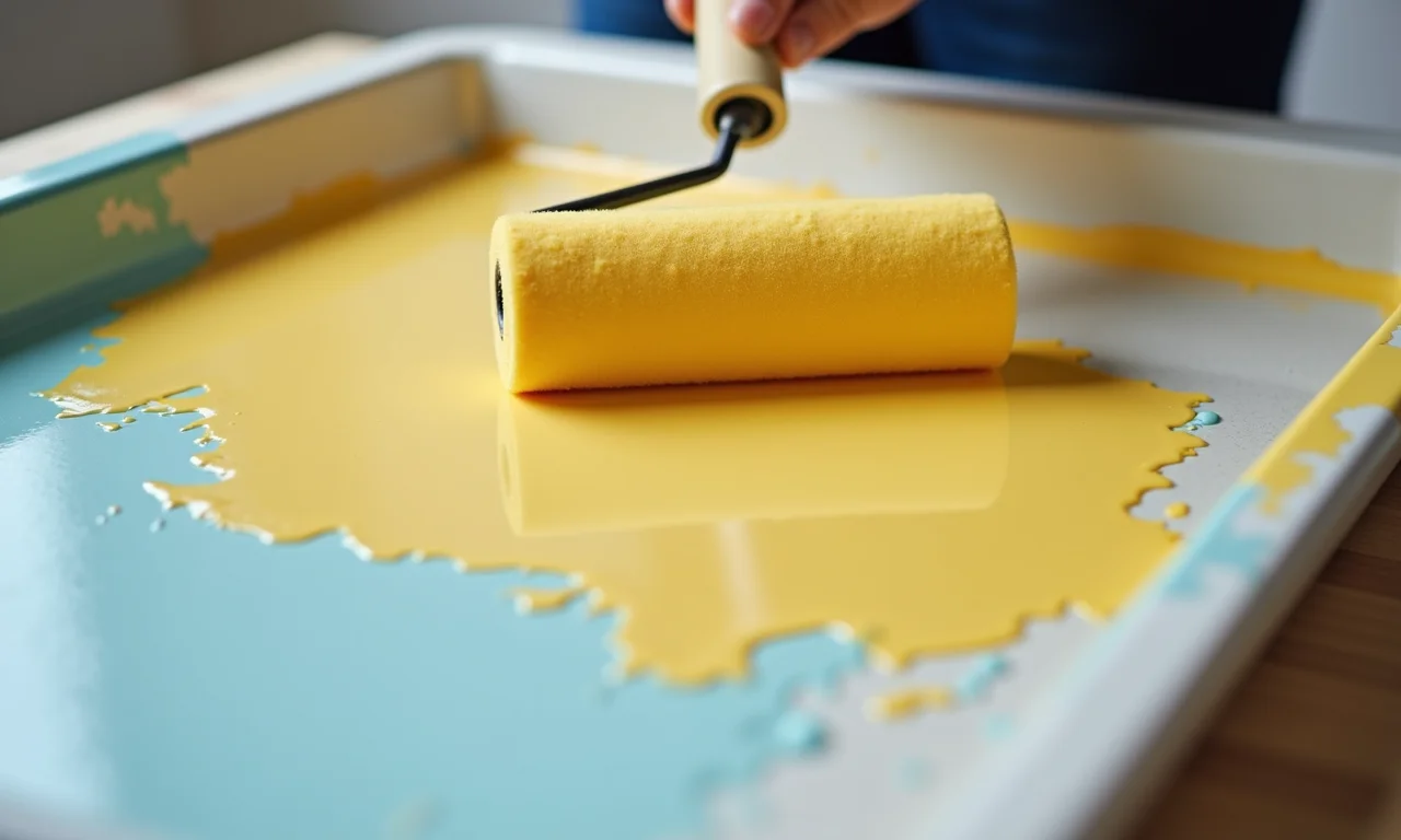 Distribuição uniforme da tinta na bandeja.