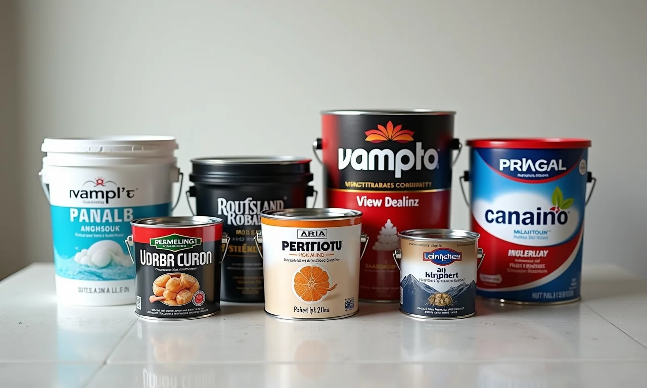 Diversas marcas de tinta para teto disponíveis no mercado.