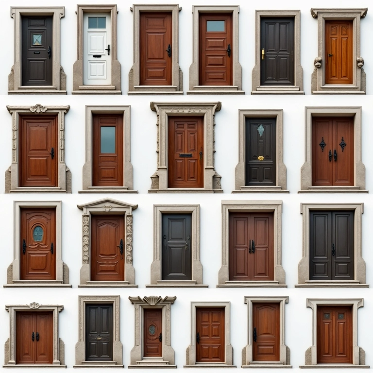 Diversos modelos de portas de entrada, designs modernos e clássicos.
