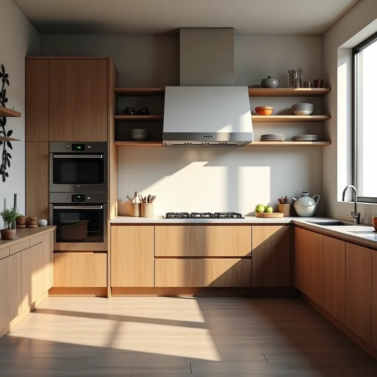 Eletrodomésticos inadequados em cozinha americana moderna.