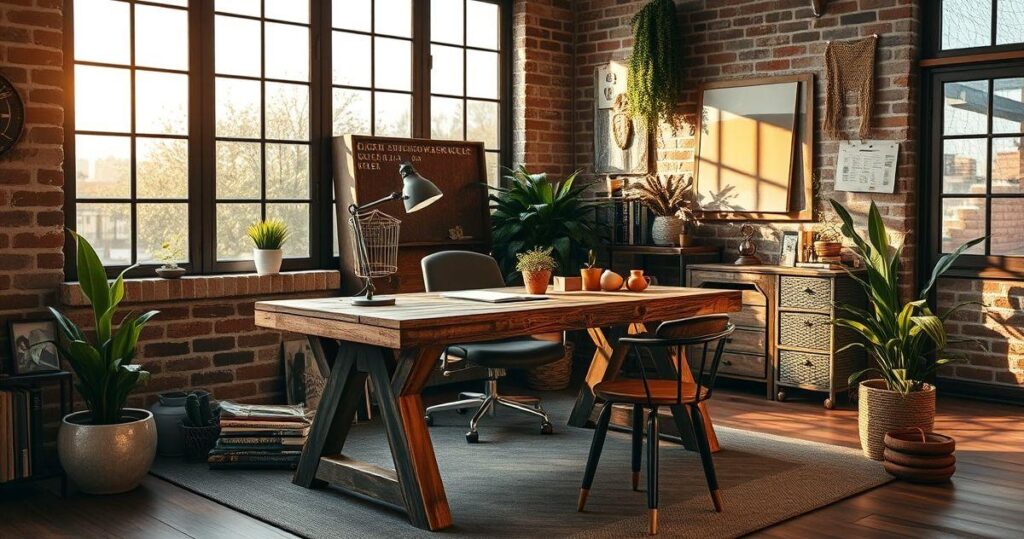 Como criar um escritório rústico sem parecer antiquado?
