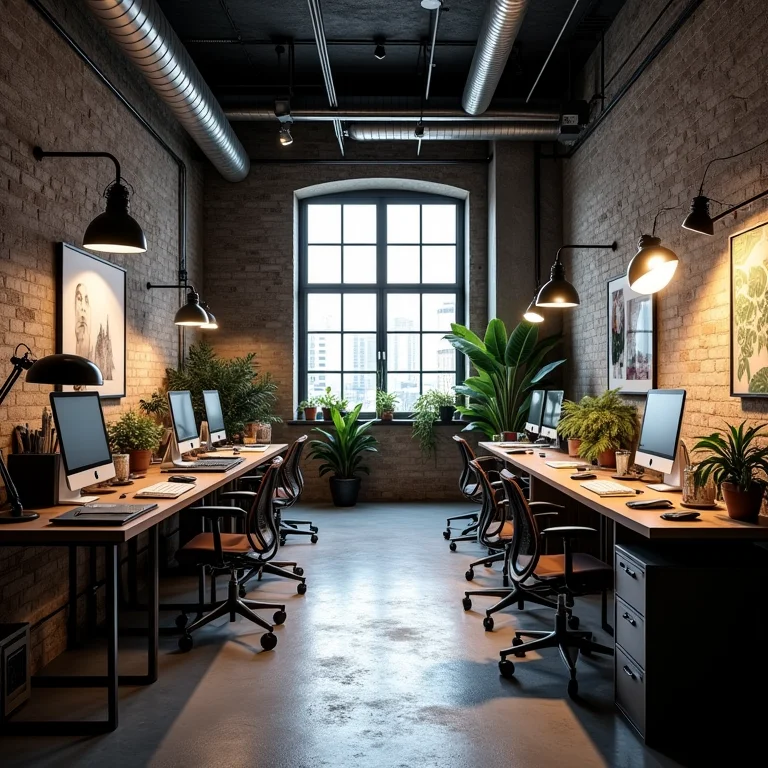 Espaço de trabalho industrial com poluição visual e excesso de objetos