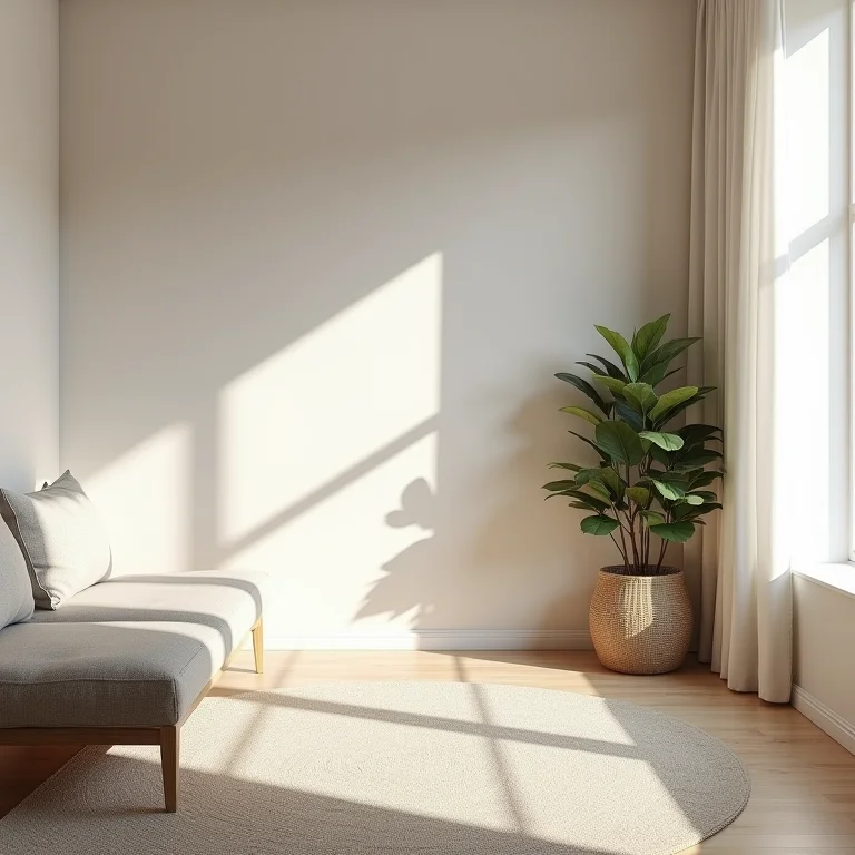 Espaço escandinavo bem planejado com materiais naturais e iluminação equilibrada