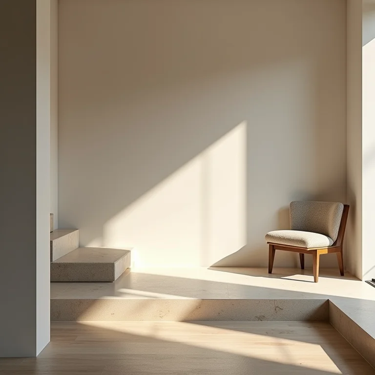 Espaço minimalista com foco nos princípios do estilo Japandi.