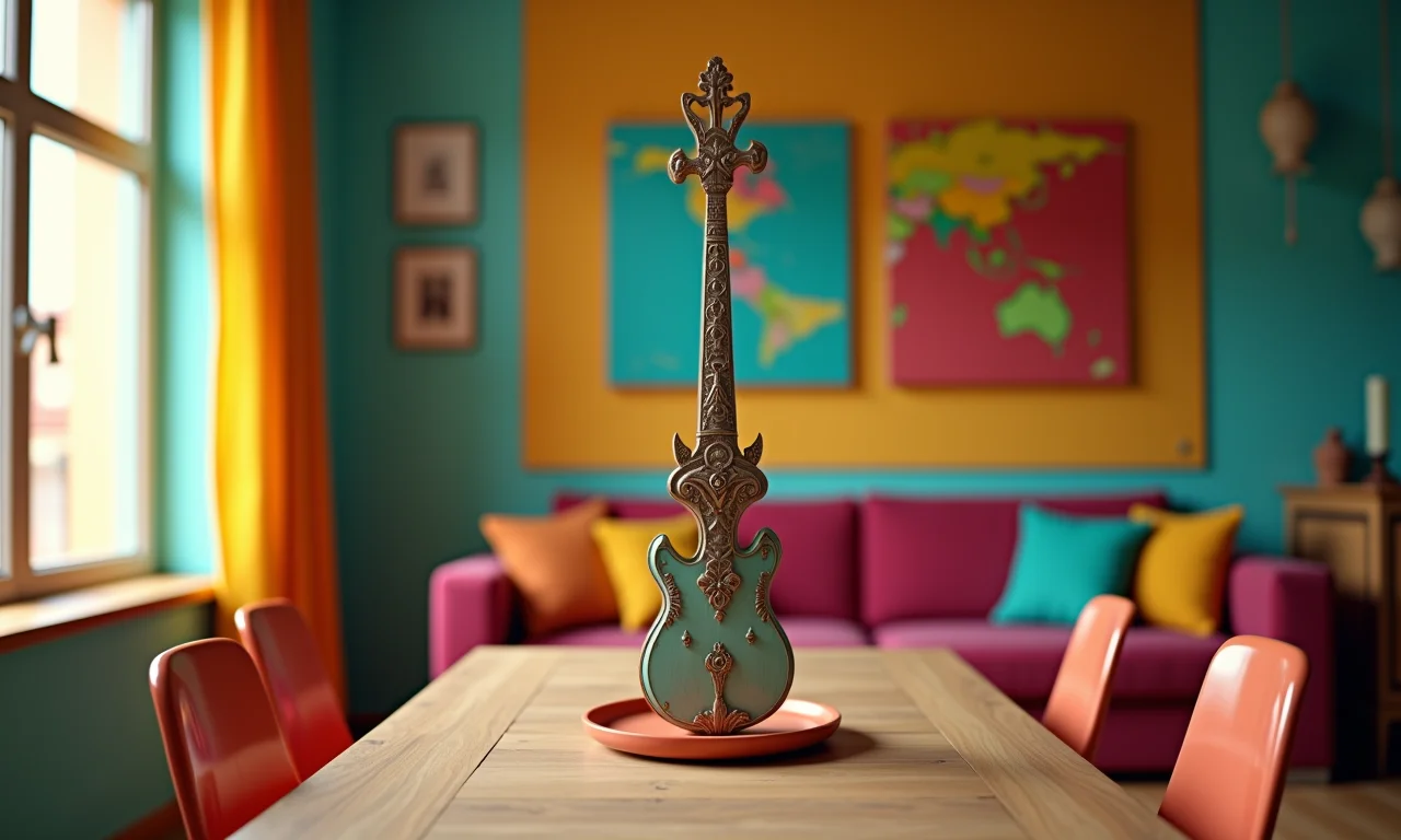 Espada-de-São-Jorge em apartamento com decoração brasileira vibrante.