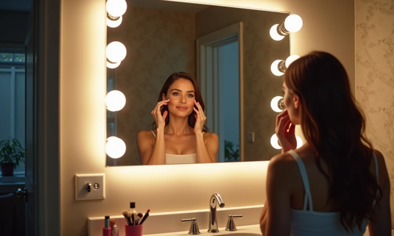 Espelheira camarim com iluminação perfeita para maquiagem.