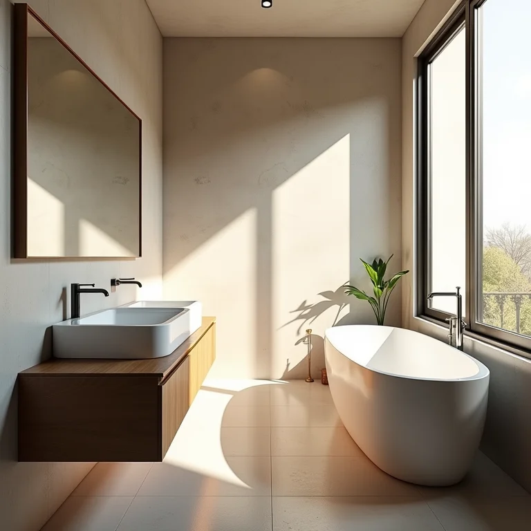 Espelho ampliando o espaço de um banheiro pequeno