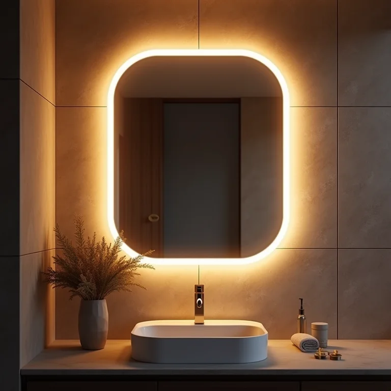 Espelho de banheiro com iluminação LED integrada