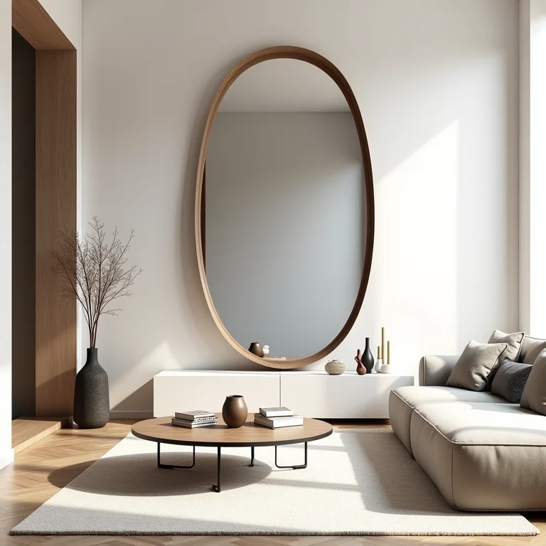 Espelho veneziano em harmonia com decoração moderna.