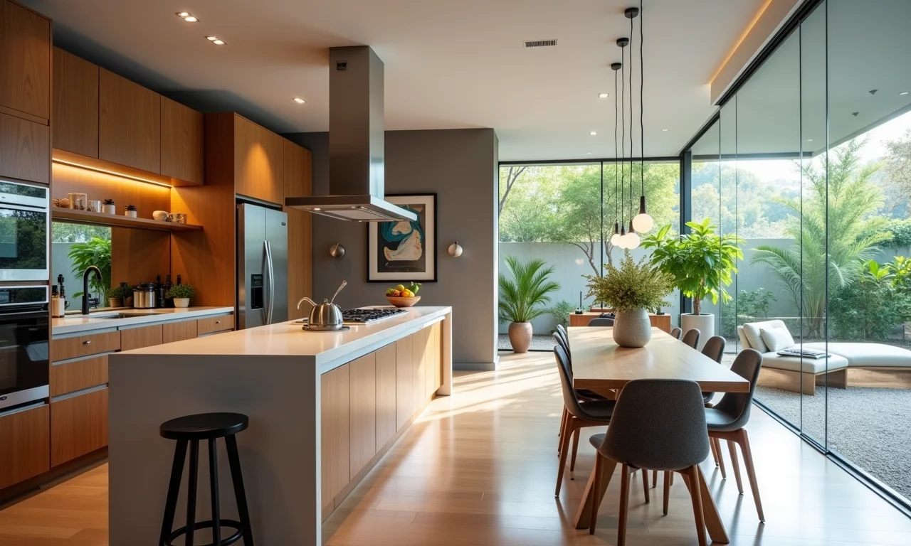 Espelhos em cozinha planejada pequena.