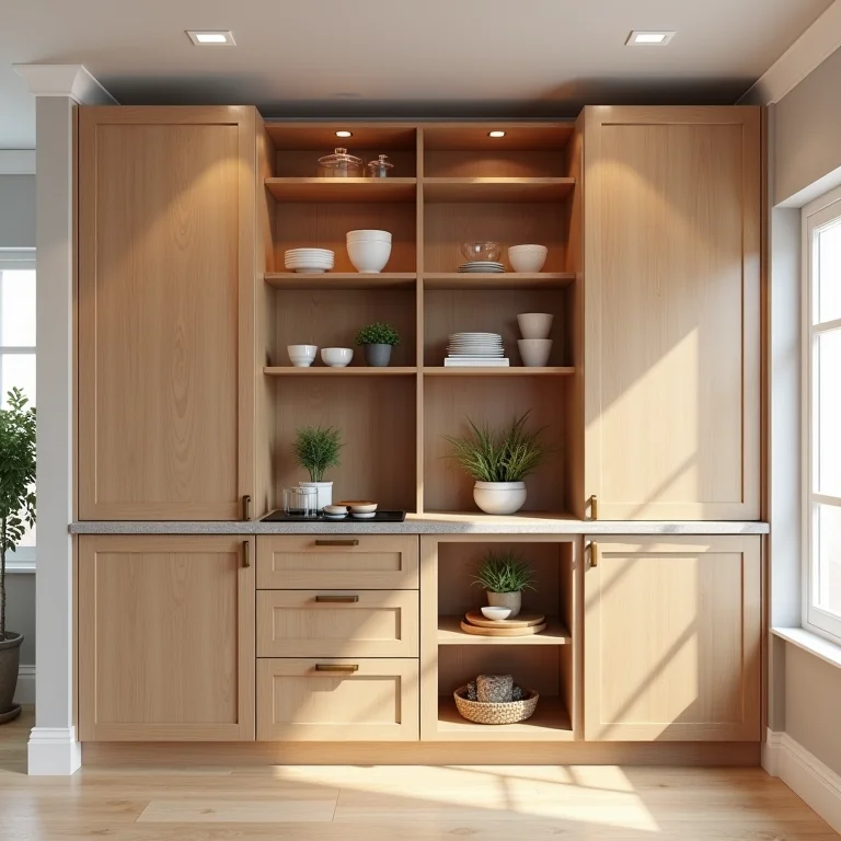 Estrutura interna de armários de cozinha, mostrando a organização e a resistência.