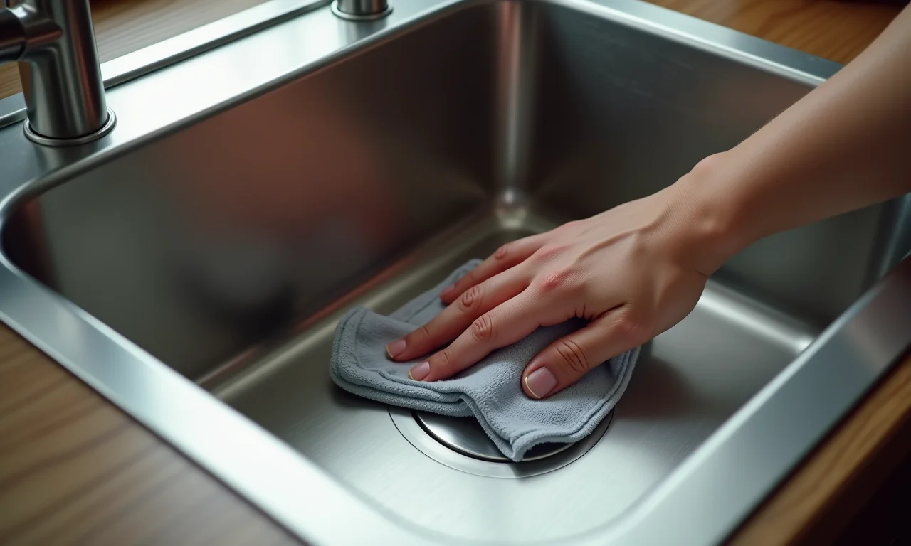 Facilidade de limpeza de uma cuba de inox acetinada.