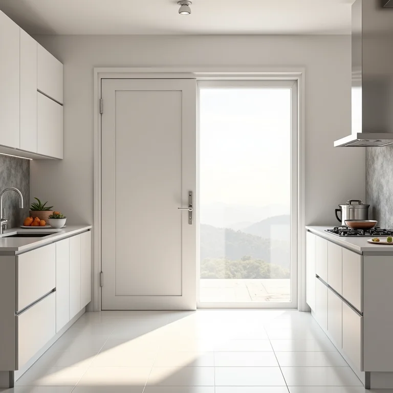 Facilidade de limpeza em cozinha com porta de correr.