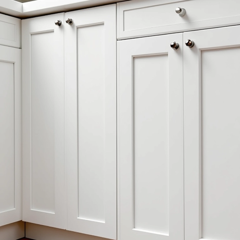 Ferragens e acessórios para armários brancos.
