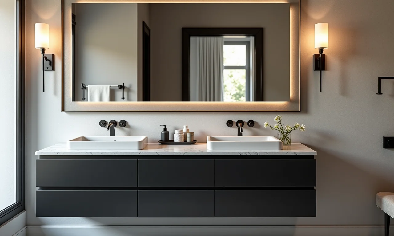 Gabinete preto com espelho: um clássico atemporal.