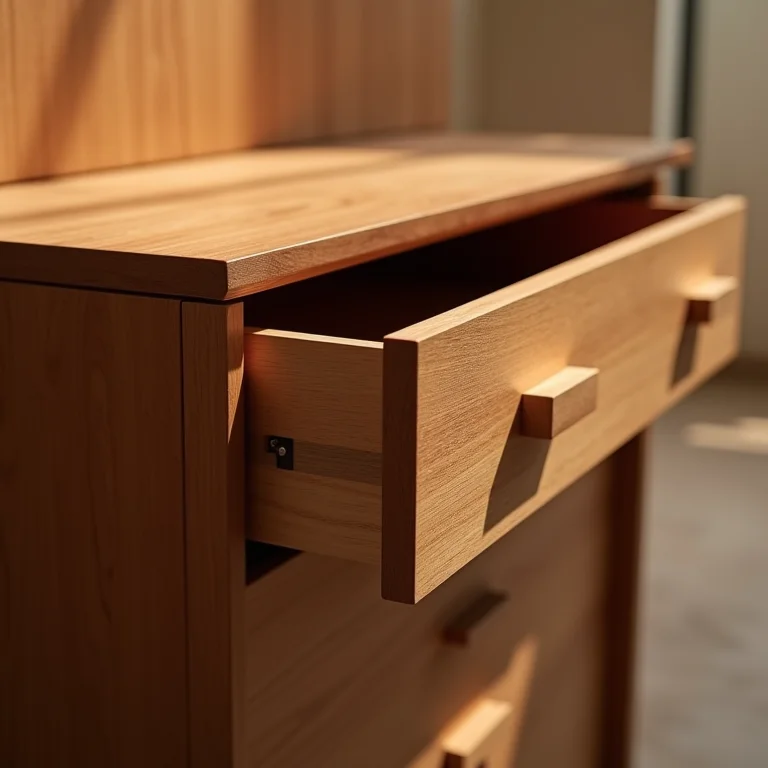 Gaveta de madeira com sistema de abertura automatizado