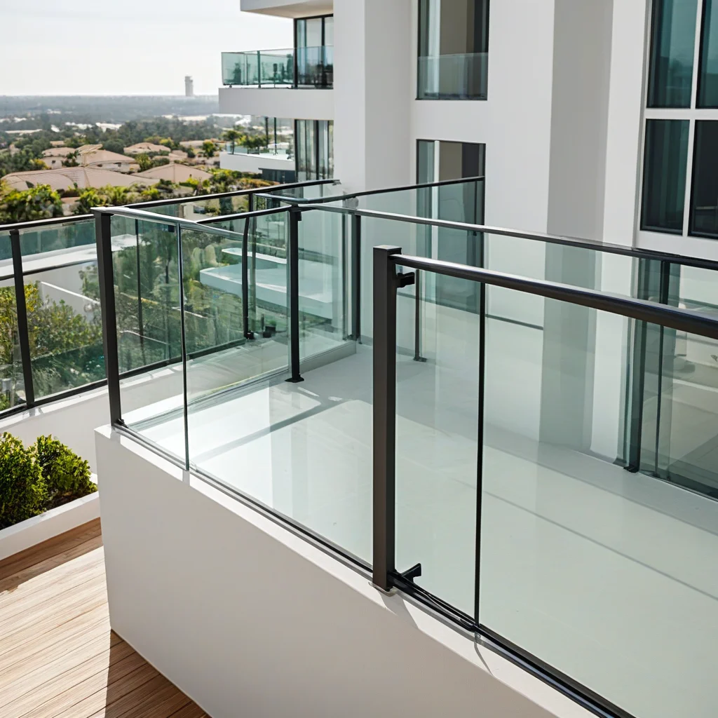 Guarda-corpo de vidro valorizando a estética de uma sacada.